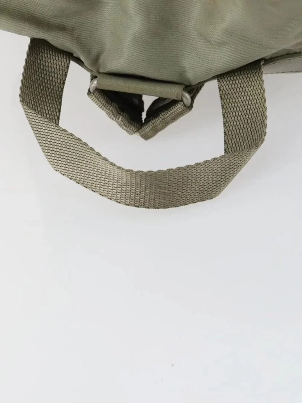 PRADA Backpack Nylon Beige Silver Auth 156861